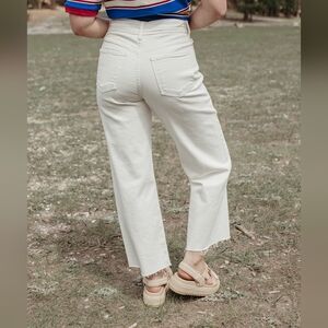 J. Crew Cream High-Rise Wide-Leg Cropped Jeans